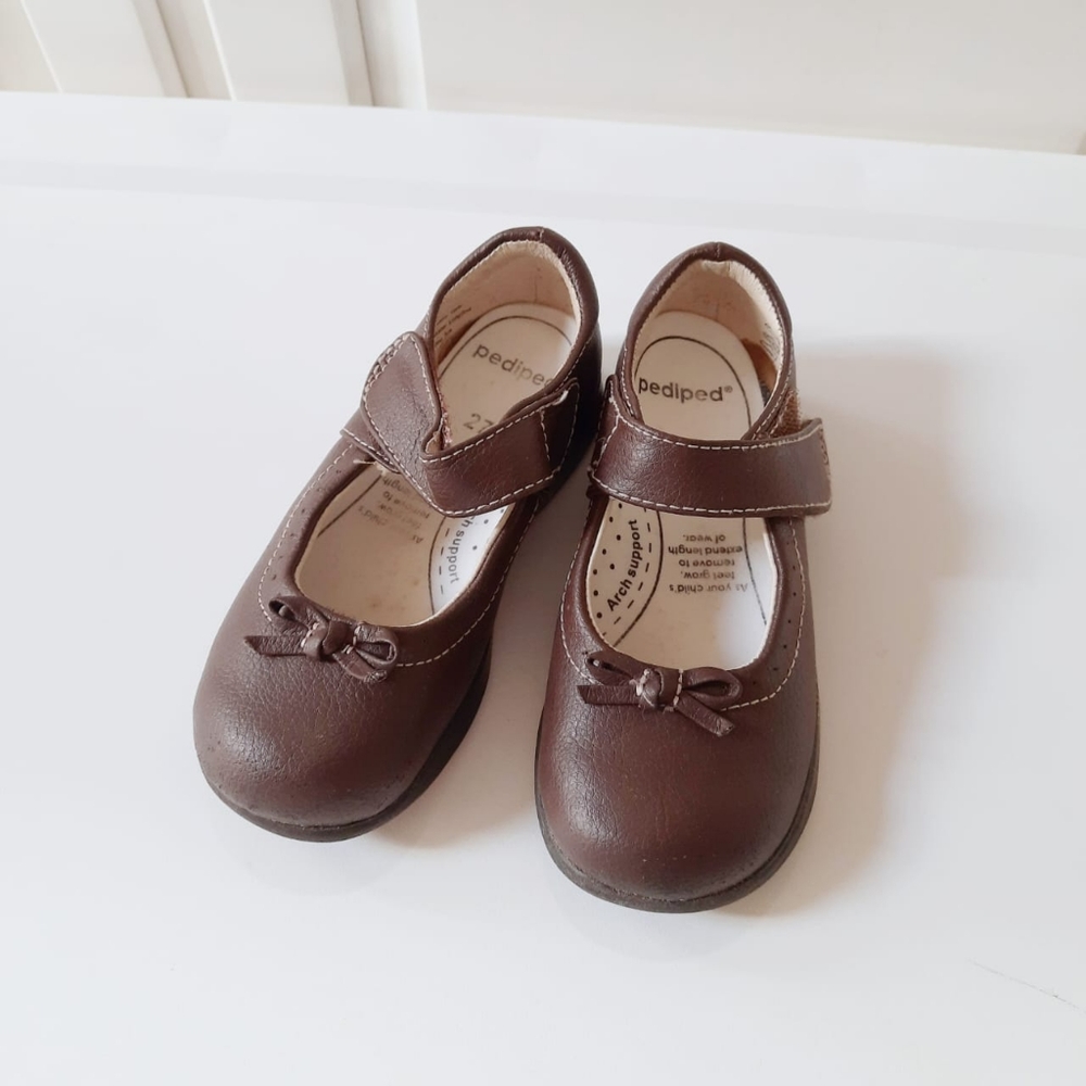 Pediped Girls Brown Leather Mary Jane Shoes- Size 27 (11 US)